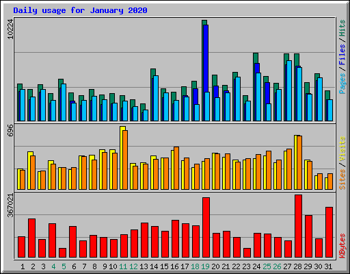Daily usage for January 2020